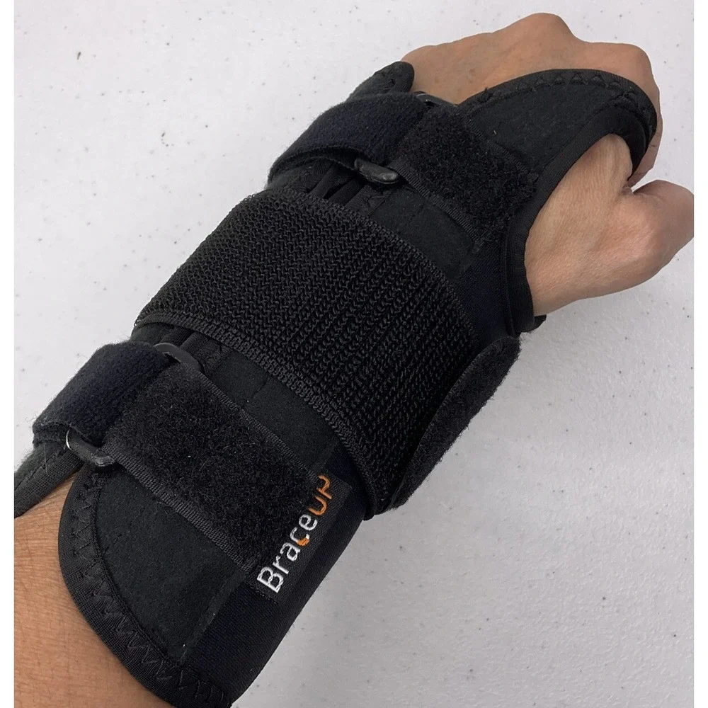 Carpal Tunnel Left Hand Wrist Splint Brace Unisex L XL‎ Black Adjustable Support